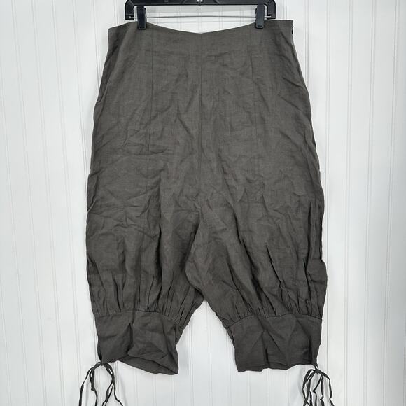 Sarah Pacini Pants 4 Women XL Linen Drop Crotch Crop Zip Coastal Beach Lagenlook